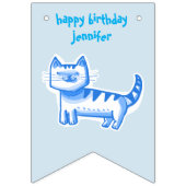 ハッピーバースデーの甘い漫画の猫をカスタマイズ可能 バンティングフラッグ (第2の旗)