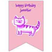 ハッピーバースデーの甘い漫画の猫をカスタマイズ可能 バンティングフラッグ (第1の旗)