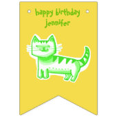 ハッピーバースデーの甘い漫画の猫をカスタマイズ可能 バンティングフラッグ (第3の旗)