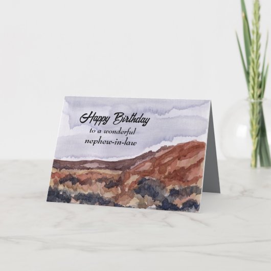 ハッピーバースデーの甥が砂漠の風景 カード (正面)