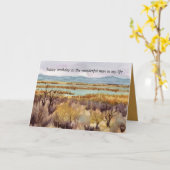 ハッピーバースデーの男が私の人生の砂漠の毛筆 カード (黄色い花)