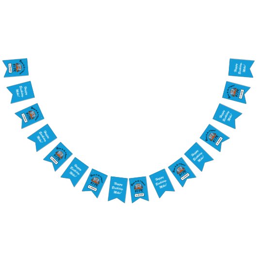 ハッピーバースデーの男の子のレースカー バンティングフラッグ (全)