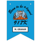 ハッピーバースデーの男の子のレースカー バンティングフラッグ (第1の旗)