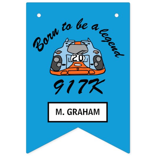 ハッピーバースデーの男の子のレースカー バンティングフラッグ (第3の旗)