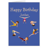 ハッピーバースデーの男の子の女の子が体操のタンブルが好き (正面)