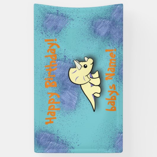 ハッピーバースデーの男の子の恐竜の旗 横断幕 (縦)