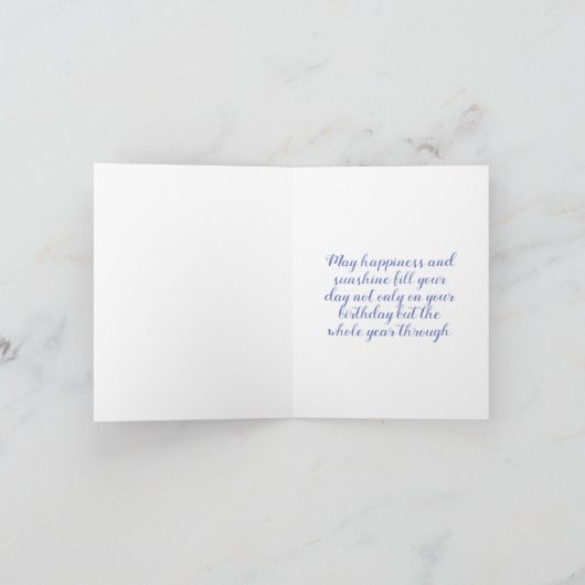 ハッピーバースデーの白いマルタの小犬の青 カード (内部)