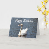 ハッピーバースデーの白の白鳥 カード (黄色い花)