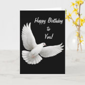ハッピーバースデーの白の鳩カード カード (黄色い花)