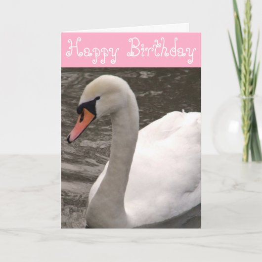 ハッピーバースデーの白鳥の誕生日 カード (正面)