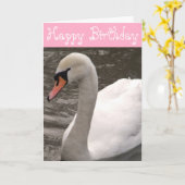 ハッピーバースデーの白鳥の誕生日 カード (黄色い花)