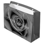 ハッピーバースデーの白黒バラのギフトバッグ ラージペーパーバッグ (裏面アングル)