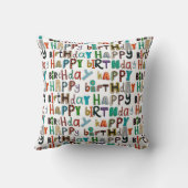 ハッピーバースデーの白 クッション (裏面)