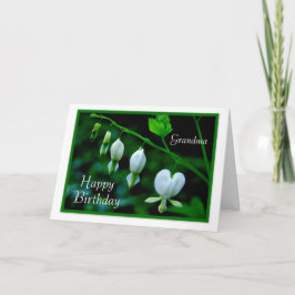 ハッピーバースデーの祖母の白のハート カード