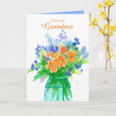ハッピーバースデーの祖母の花の花束 カード (黄色い花)