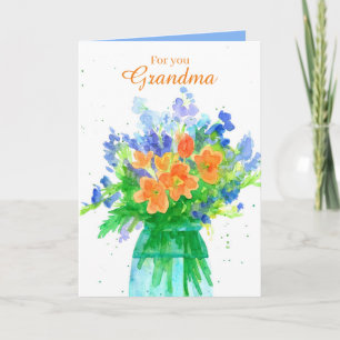 ハッピーバースデーの祖母の花の花束 カード