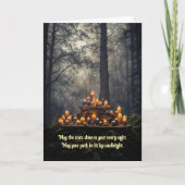 ハッピーバースデーの神秘的なキャンドルの森 カード (正面)