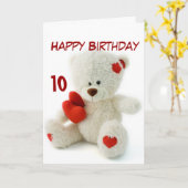 ハッピーバースデーの第10テディー・ベアのテーマ カード (黄色い花)