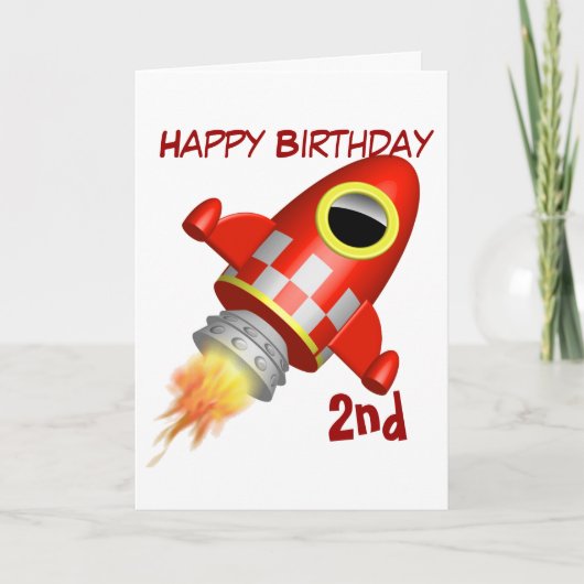 ハッピーバースデーの第2ロケットの船のテーマ カード (正面)