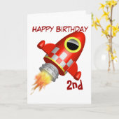 ハッピーバースデーの第2ロケットの船のテーマ カード (黄色い花)