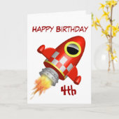 ハッピーバースデーの第4小さいロケットのテーマ カード (黄色い花)