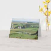 ハッピーバースデーの米国中西部からの景色の農場の眺め カード (黄色い花)