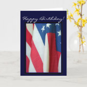 ハッピーバースデーの米国旗の挨拶状 カード (黄色い花)
