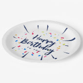 ハッピーバースデーの紙吹雪 ペーパープレート (アングル)