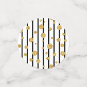 ハッピーバースデーの紙吹雪-黒くストライプな金ゴールドのグリッター コンフェッティ (スモール正面)