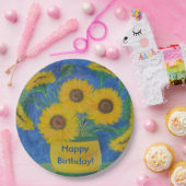 ハッピーバースデーの素晴らしいヒマワリ ペーパープレート (パーティー)