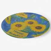 ハッピーバースデーの素晴らしいヒマワリ ペーパープレート (アングル)