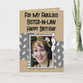 ハッピーバースデーの素晴らしい義理の妹のフォトグレー カード (正面)