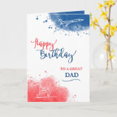 ハッピーバースデーの素晴らしパパ赤い水色 カード (黄色い花)