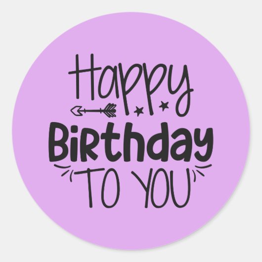 ハッピーバースデーの紫色のシール ラウンドシール (正面)