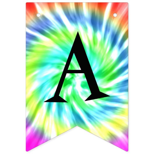 ハッピーバースデーの絞り染めのデザインの旗布は旗に印を付けます バンティングフラッグ (第3の旗)