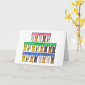 ハッピーバースデーの継父猫漫画 カード (黄色い花)