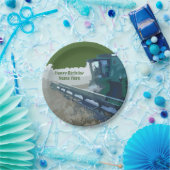 ハッピーバースデーの緑のコンバインのプレート ペーパープレート (パーティー)