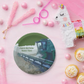 ハッピーバースデーの緑のコンバインのプレート ペーパープレート (パーティー)