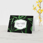 ハッピーバースデーの緑のタケ カード (黄色い花)