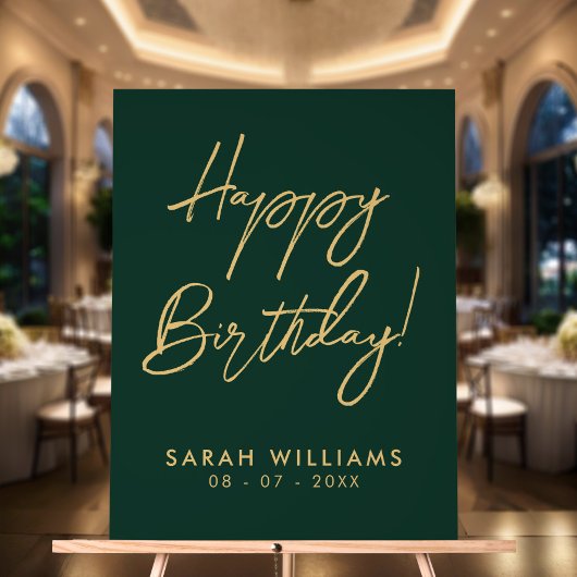 ハッピーバースデーの緑の金ゴールドスモダンクリプト アクリルサイン