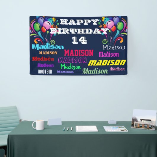 ハッピーバースデーの繰り返し名ドライブ（バナー別） 横断幕 (トレードショー)