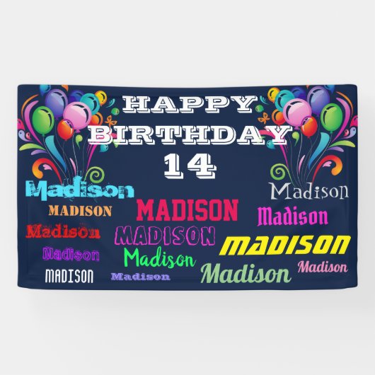 ハッピーバースデーの繰り返し名ドライブ（バナー別） 横断幕 (横)