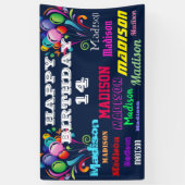 ハッピーバースデーの繰り返し名ドライブ（バナー別） 横断幕 (縦)