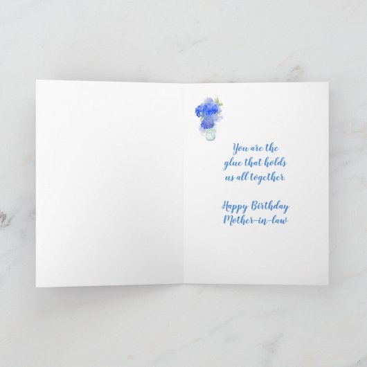 ハッピーバースデーの義母のHydrengeaの花 カード (内部)