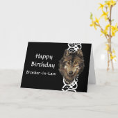 ハッピーバースデーの義理の兄弟の野生のオオカミの頭部 カード (黄色い花)
