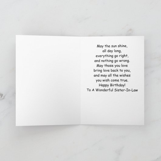 ハッピーバースデーの義理の姉妹日曜日および花 カード (内部)