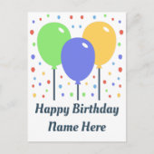 ハッピーバースデーの色気球はがき ポストカード (正面)