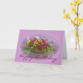 ハッピーバースデーの花かご カード (黄色い花)