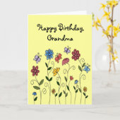 ハッピーバースデーの花と蝶カード カード (黄色い花)