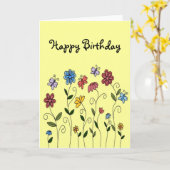 ハッピーバースデーの花及び蝶カード カード (黄色い花)